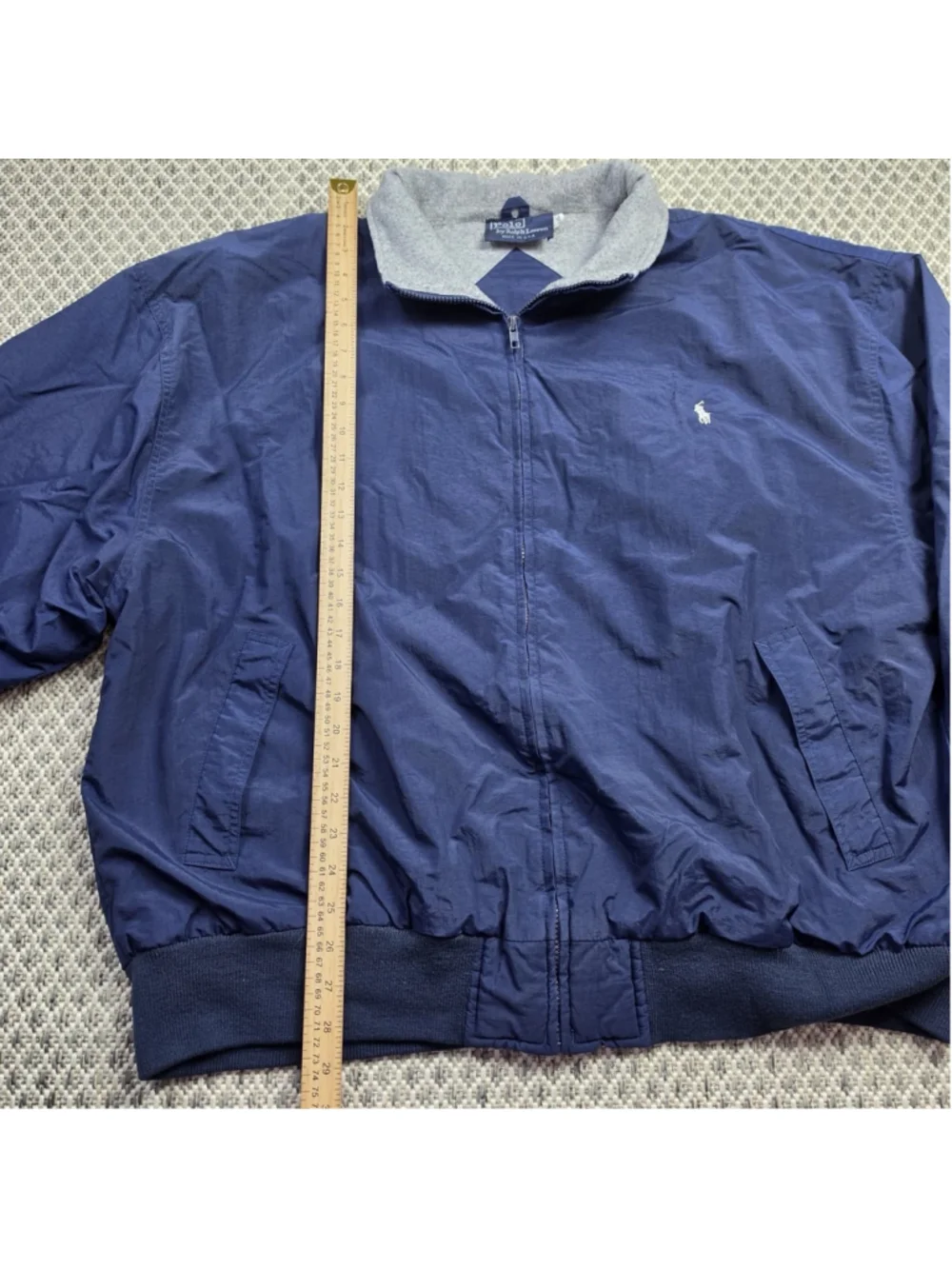 Vintage Polo Ralph Lauren USA Fleece Lined Bomber Jacket Men’s XL Navy Full Zip